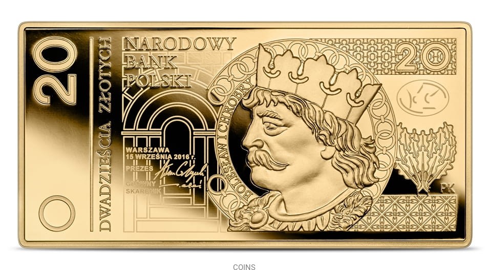 20 zł Polskie banknoty obiegowe złota moneta