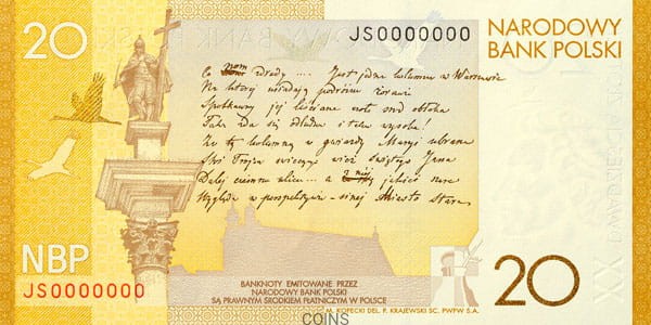 20 zł Juliusz Słowacki 2009 - banknot