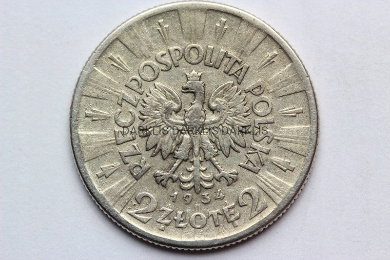 2 ZŁOTE POLSKA 1934 JÓZEF PIŁSUDSKI SUPER STAN Ag